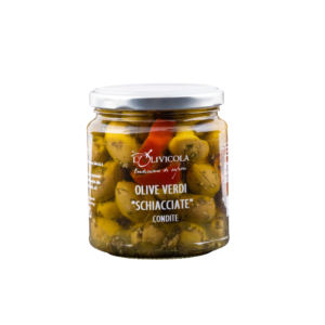 Olive verdi schiacciate condite in ODS