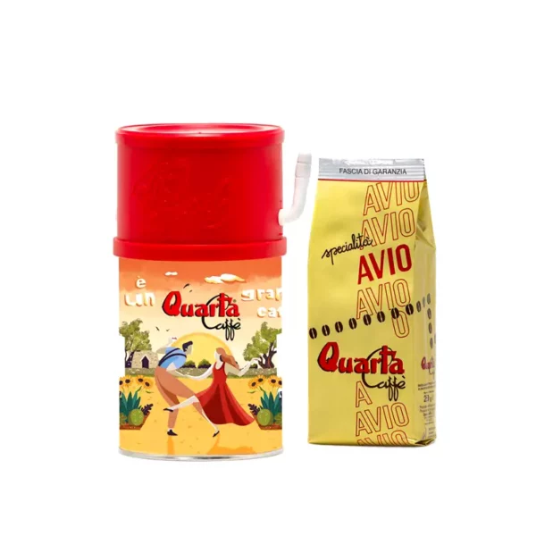 Quarta caffè barattolo con miscela Avio oro 250 gr inclusa all'interno